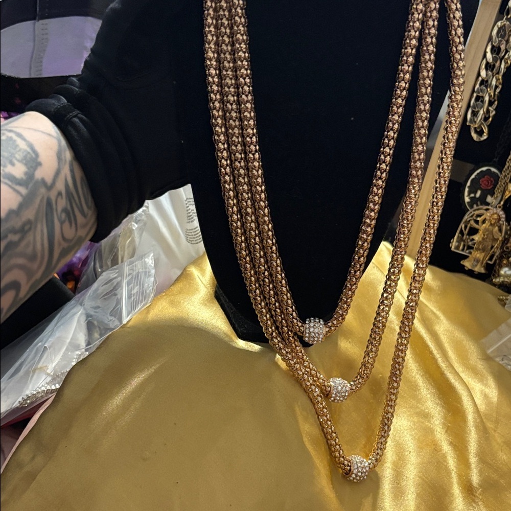 Elegant Rose Gold 3 tier Multi-Layer Necklace